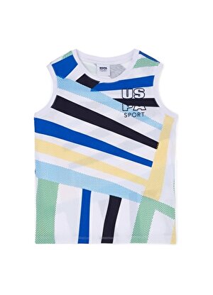 U.S. Polo Assn. Desenli Beyaz Erkek Çocuk T-Shirt MANTAKIDS