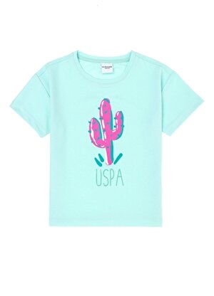 U.S. Polo Assn. Baskılı Yeşil Kız Çocuk T-Shirt PACO