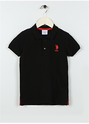 U.S. Polo Assn. Siyah Erkek Çocuk Polo Yaka Kısa Kollu Düz Polo T-Shirt TP01IY023  