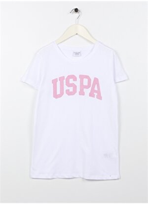 U.S. Polo Assn. Baskılı Beyaz Kız Çocuk T-Shirt KEAN-IY23