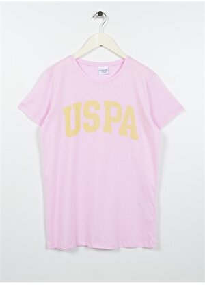 U.S. Polo Assn. Baskılı Pembe Kız Çocuk T-Shirt KEAN-IY23