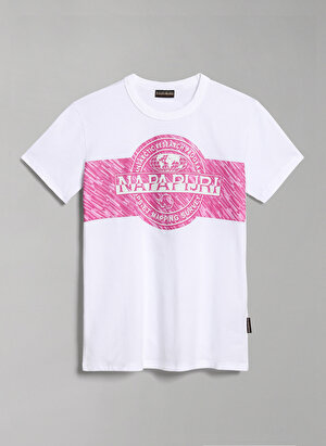 Napapijri Beyaz Kız Çocuk Bisiklet Yaka Kısa Kollu T-Shirt NP0A4H2Z0021 K S-PINZON   