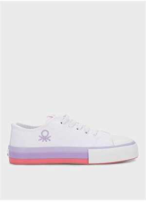 Benetton Beyaz - Lila Kız Çocuk Sneaker BN-30175     