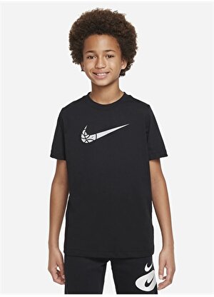 Nike Çocuk Siyah - Gri - Gümüş Bisiklet Yaka T-Shirt DR8794-010 B NSW TEE CORE BBALL HBR  