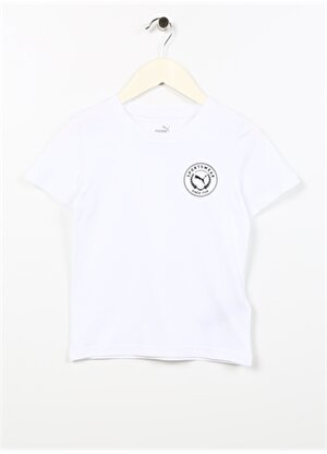 Puma Beyaz Erkek Çocuk Bisiklet Yaka Kısa Kollu Düz T-Shirt 67996801 Boy s TEE  