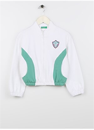 Benetton Beyaz Kız Çocuk Bisiklet Yaka Uzun Kollu Düz Sweatshirt 39W3C501Z  