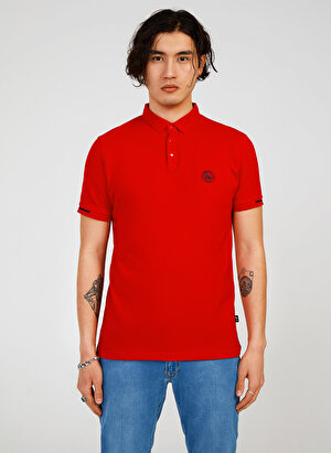 The Crow Çıtçıtlı Yaka Düz Kırmızı Erkek T-Shirt TC4615