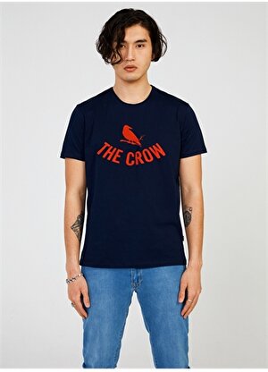 The Crow Bisiklet Yaka Baskılı Lacivert Erkek T-Shirt TC7125