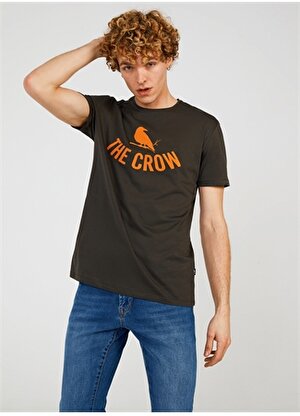 The Crow Bisiklet Yaka Baskılı Yağ Yeşili Erkek T-Shirt TC7125