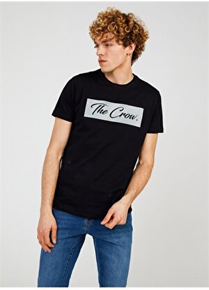 The Crow Bisiklet Yaka Baskılı Siyah Erkek T-Shirt TC7128