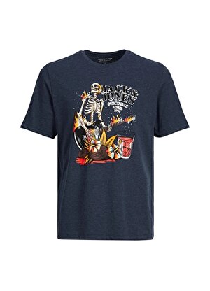 Jack & Jones Desenli Lacivert Erkek Çocuk T-Shirt 12235519