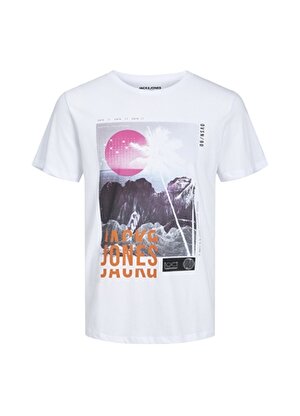 Jack & Jones Desenli Beyaz Erkek Çocuk T-Shirt 12237940