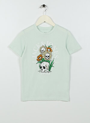 Jack & Jones Desenli Mavi Erkek Çocuk T-Shirt 12235519