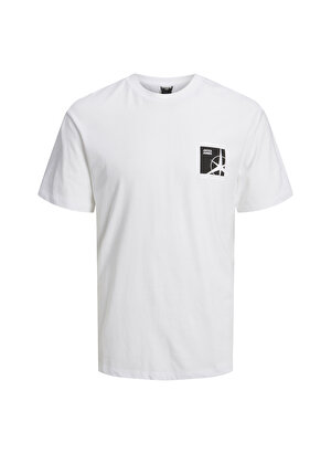 Jack & Jones Beyaz Erkek Çocuk Bisiklet Yaka Yarım Kollu Desenli T-Shirt 12235610  