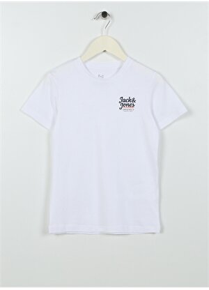 Jack & Jones Kırık Beyaz Erkek Çocuk Bisiklet Yaka Yarım Kollu Desenli T-Shirt 12239432  