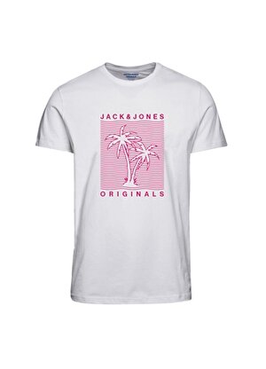 Jack & Jones Kırık Beyaz Erkek Çocuk Bisiklet Yaka Yarım Kollu Desenli T-Shirt 12239435  