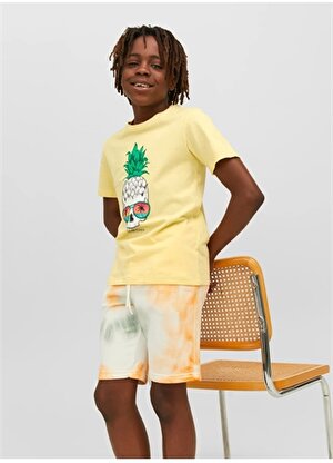 Jack & Jones Sarı Erkek Çocuk Bisiklet Yaka Desenli T-Shirt 12239438    