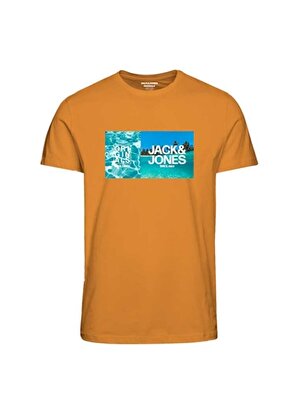 Jack & Jones Turuncu Erkek Çocuk Bisiklet Yaka Yarım Kollu Desenli T-Shirt 12240204  