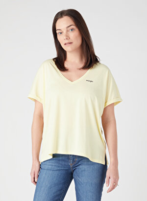 Wrangler V Yaka Açık Sarı Kadın T-Shirt W7XKEVX6Z