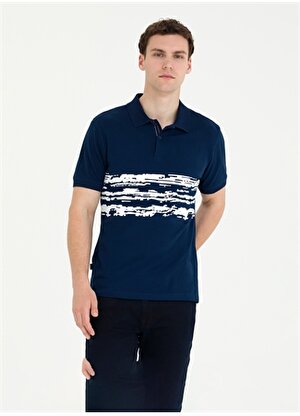 Pierre Cardin Polo Yaka Baskılı Lacivert Erkek T-Shirt EVONA