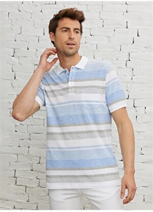Altınyıldız Classics Açık Mavi - Beyaz Erkek Polo T-Shirt 4A4823200013