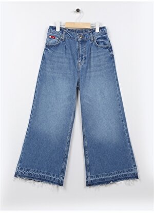 Lee Cooper Lastikli Bel Mavi Kız Çocuk Denim Pantolon 232 LCG 121011 SANDY MID BLUE