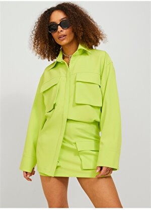 JJXX Klasik Yaka Açık Yeşil Kadın Gömlek 12227471
