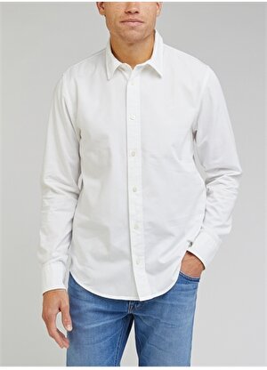 Lee Regular Fit Beyaz Erkek Gömlek LL37BMLJ_Uzun Kollu Gömlek