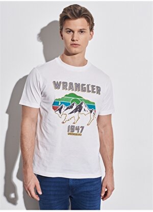 Wrangler Bisiklet Yaka Kırık Beyaz Erkek T-Shirt W231254102_Bisiklet Yaka T-shirt
