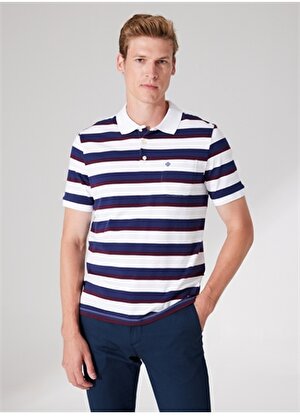 Privé Polo Yaka Beyaz - Lacivert Erkek T-Shirt 4BX482320008