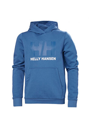 Helly Hansen Mavi Erkek Çocuk Kapüşonlu Uzun Kollu Sweatshirt AZURITE JR HH LOGO HOODIE 2.0   