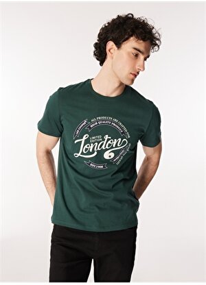 Lee Cooper Bisiklet Yaka Yeşil Erkek T-Shirt 232 LCM 242021 ALISTA YEŞİL