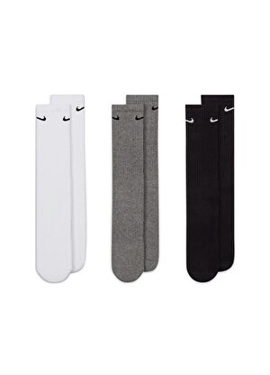 Nike Siyah - Beyaz - Gri Unisex 3lü Çorap SX7664-964 U NK EVERYDAY CSH CRW 3P  