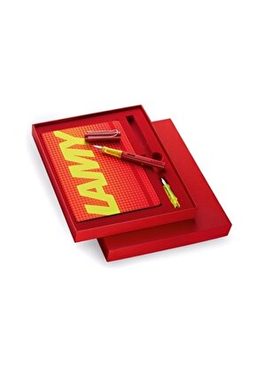 Lamy AL-star Glossy Red Aluminium F Uç Dolma Kalem Ve Defter Special Set