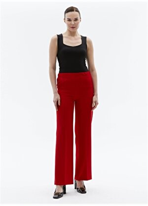 Selen Kırmızı Kadın Bol Paça Büyük Beden Pantolon 23YSL5022 