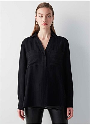 İpekyol Gömlek Yaka Siyah Kadın Bluz IS1230006134001