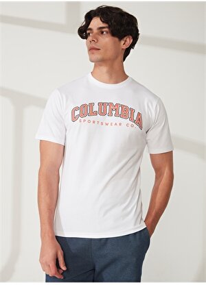 Columbia Beyaz Erkek O Yaka Baskılı T-Shirt 9120521100_CS0310