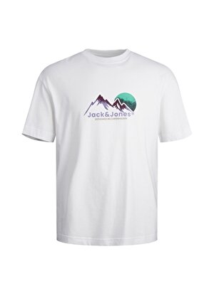 Jack & Jones Yuvarlak Yaka Beyaz Erkek T-Shirt 12242048_JORSILVERLAKE GRAPHIC TEE