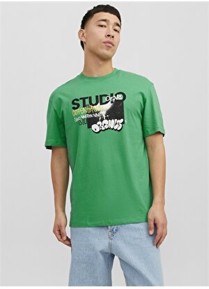 Jack & Jones Yuvarlak Yaka Yeşil Erkek T-Shirt 12243613_JORTHROWS TEE SS CREW NECK