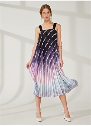 Armani Exchange Kare Yaka Desenli Çok Renkli Diz Altı Kadın Elbise 3RYA19