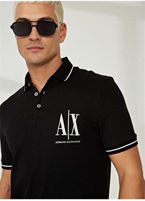 Armani Exchange Düz Siyah Erkek Polo T-Shirt 8NZFPA 1200-BLACK