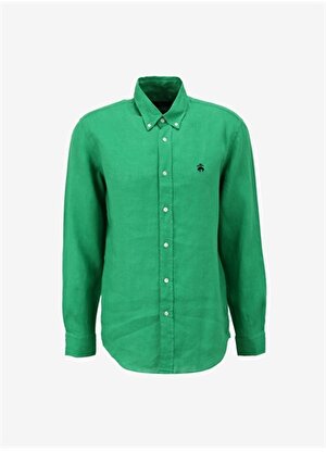 Brooks Brothers Comfort Fit Düğmeli Yaka Yeşil Erkek Gömlek BBSP23MSH037