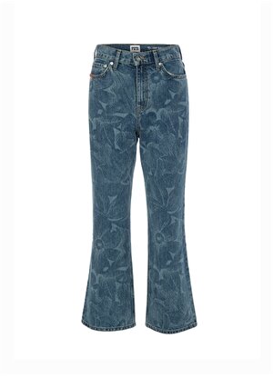 Denim Trip DT10275 MINA Crop Bootcut Fit Yükse İndigo Kadın Yüksek Bel Crop Denim Pantolon