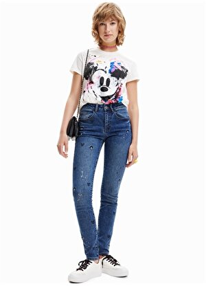 Desigual Mickey Mouse Baskılı Beyaz Kadın T-Shirt