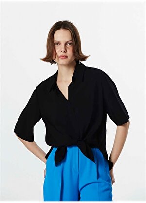 Twist Gömlek Yaka Siyah Kadın Bluz TS1230006197001