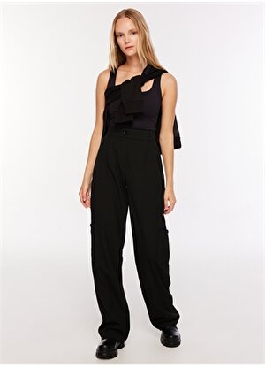 Fabrika Yüksek Bel Bol Kesim Siyah Kadın Pantolon F3WL-PNT4