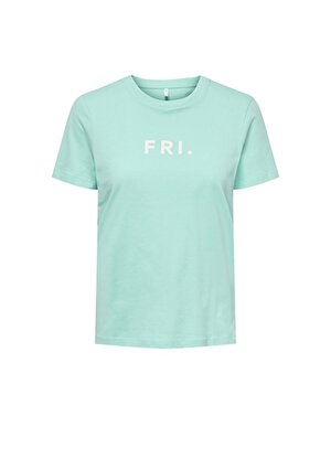 Only O Yaka Baskılı Açık Mavi Kadın T-Shirt ONLWEEKDAY REG S/S O-NECK TOP BOX J