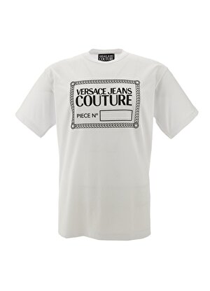 Versace Jeans Couture Bisiklet Yaka Beyaz Erkek T-Shirt 74GAHT11CJ00O003