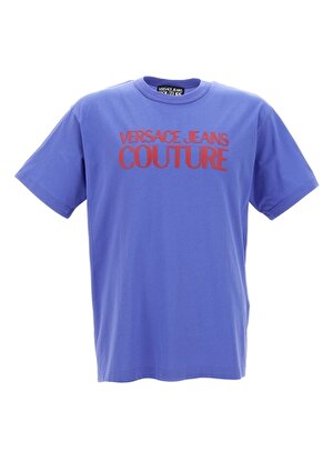 Versace Jeans Couture Bisiklet Yaka Mavi Erkek T-Shirt 74GAHT03CJ00O244