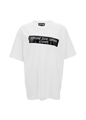 Versace Jeans Couture Bisiklet Yaka Beyaz Erkek T-Shirt 74GAHE01CJ00E003